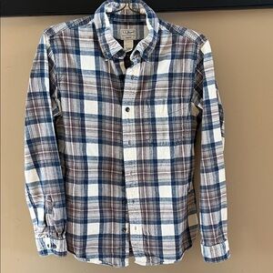 L.L. Bean Men's Casual Plaid Flannel Shirt in Blue and Brown